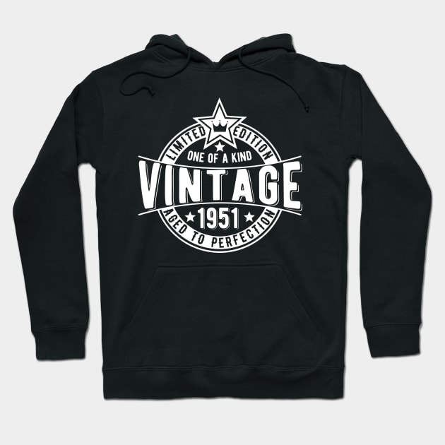 1951 70th Birthday gift vintage badge Hoodie by The Arty Apples